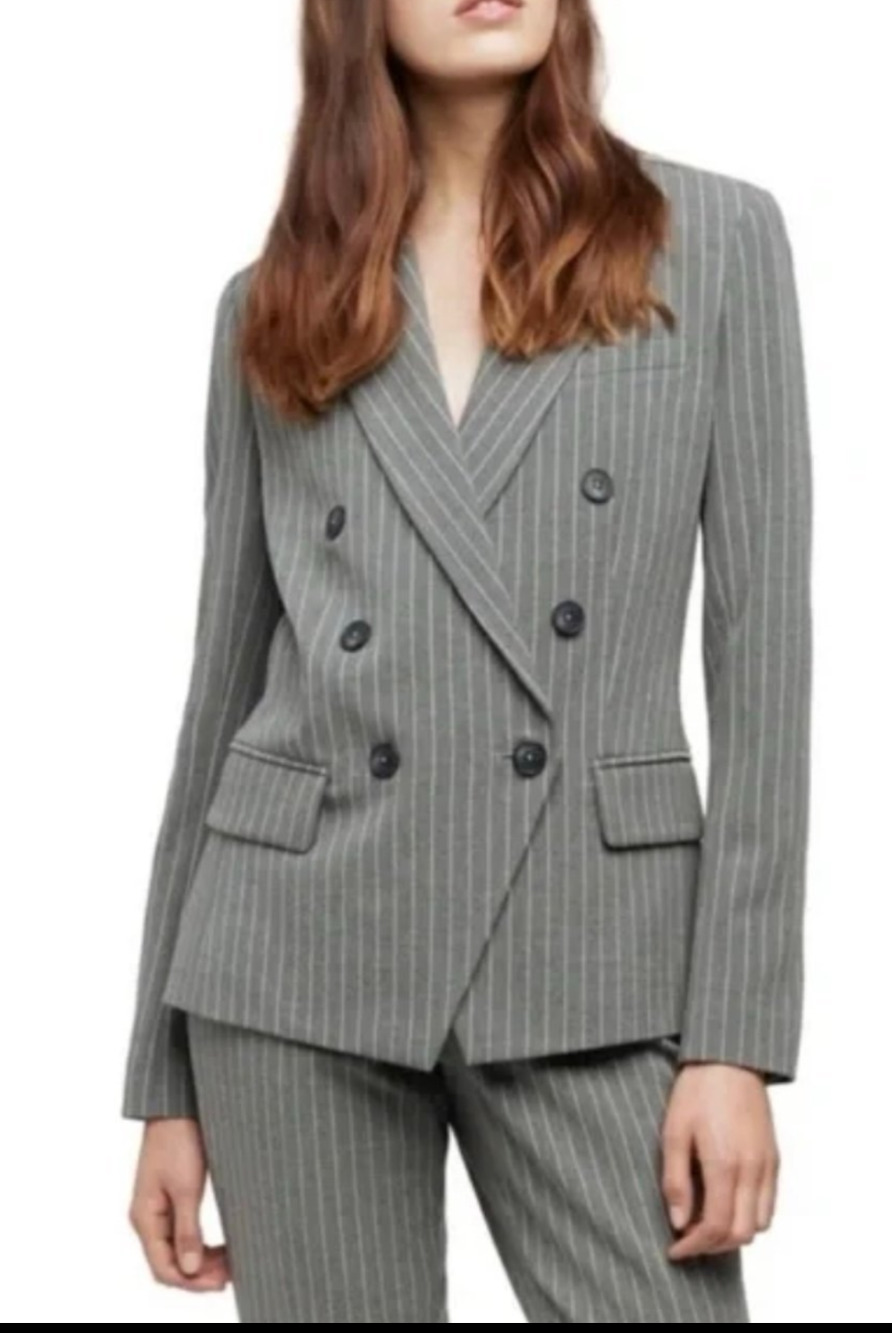 Lagence Kenzie grey pinstripe double breasted notch collar blazer Size 4 Preppy